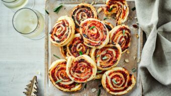 Ham pastry pizzas